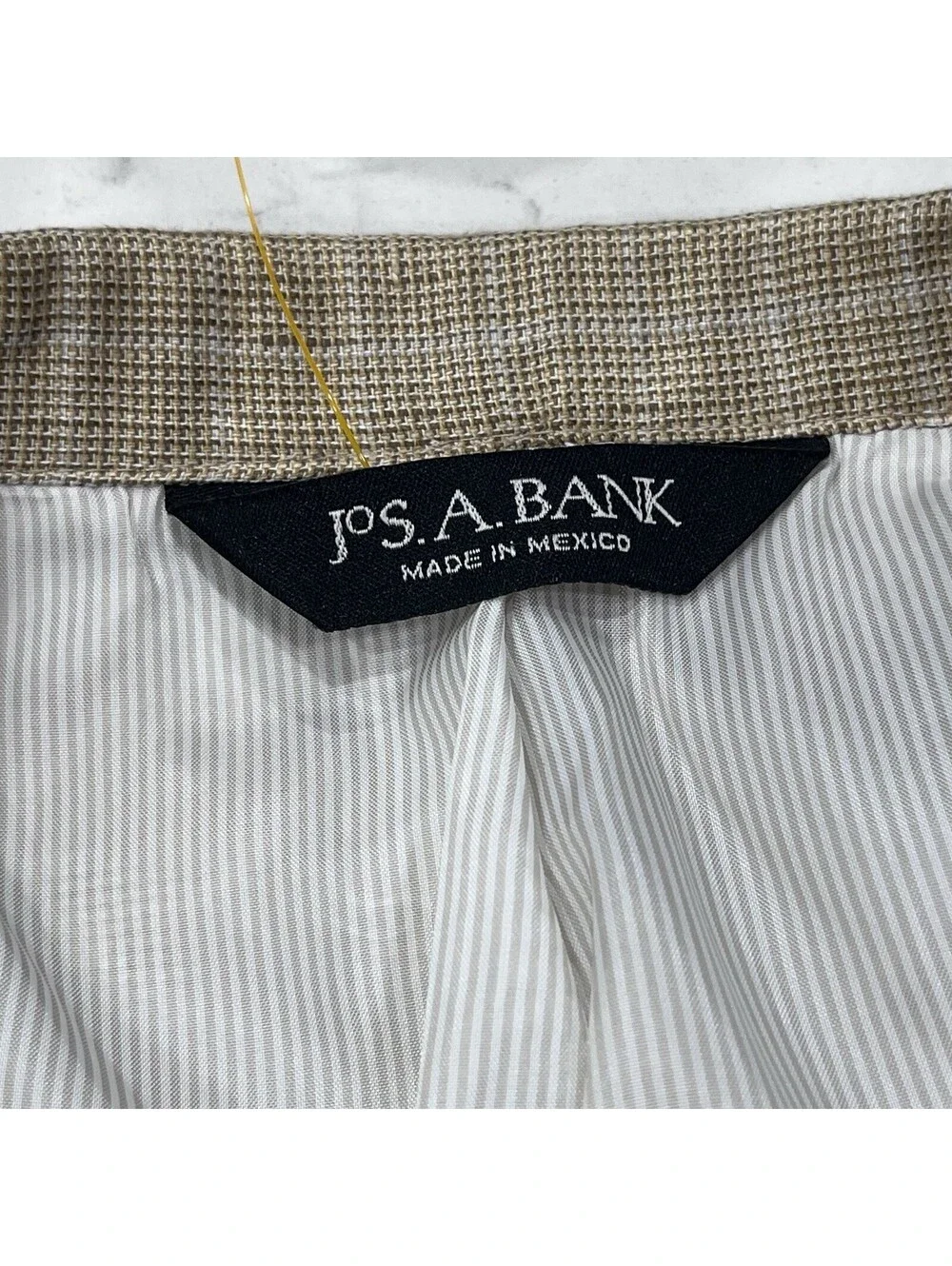 Jos. A. Bank 44R Linen Cotton Blazer Taupe Windowpane Sport Coat Men’s Summer